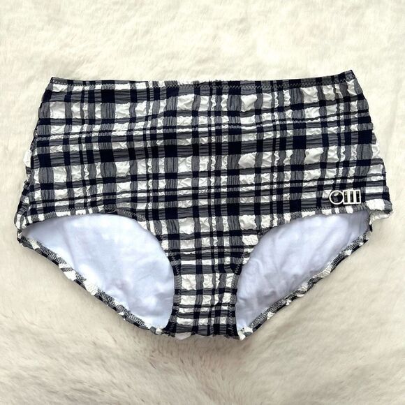 NWOT Solid & Striped Women's Ginger Bikini Bottom Puckered Madras Navy White S - Picture 4 of 11